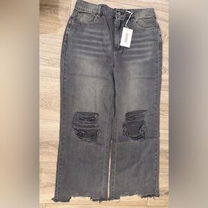 Zenana Distressed Gray Straight Leg Jeans Women’s Size 29 NWT